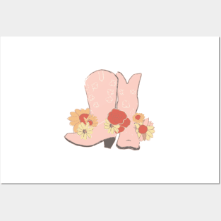 Pink Boots and Flowers Posters and Art